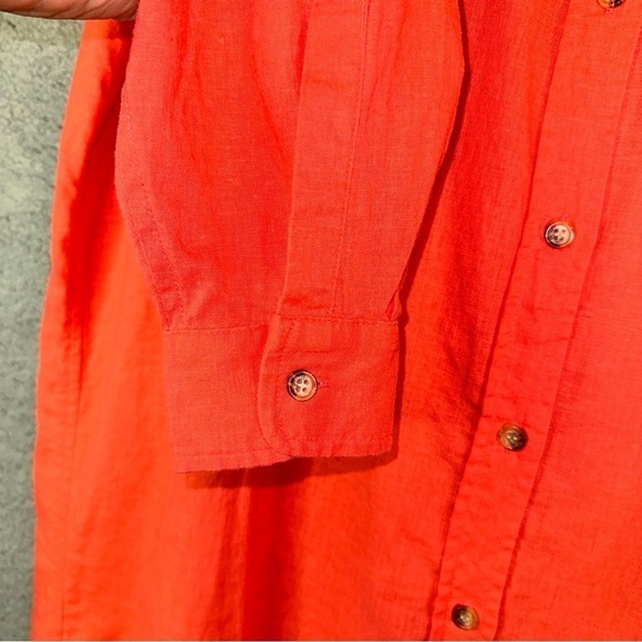 Encore by Idina Menzel Dress Womens Large Petite Coral Regular Relaxed Linen - Picture 7 of 12